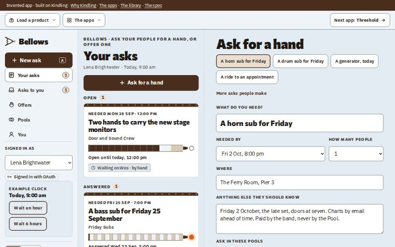 The Bellows app