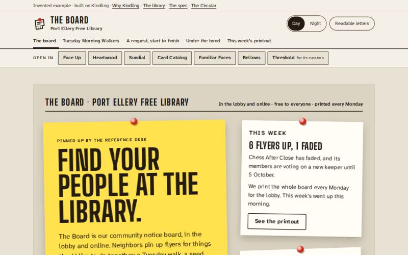 The The Board at Port Ellery Free Library homepage