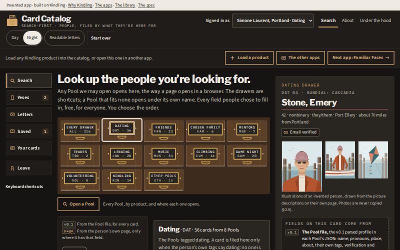 The Card Catalog app