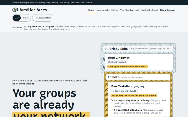 The Familiar Faces homepage