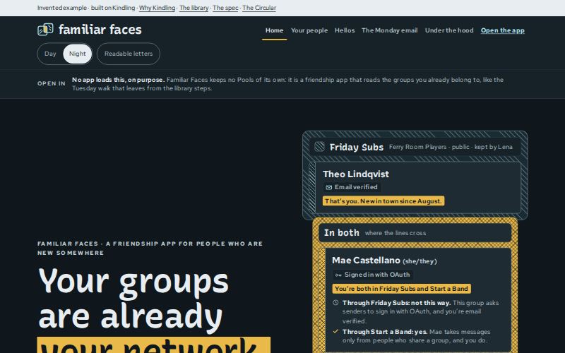 The Familiar Faces homepage