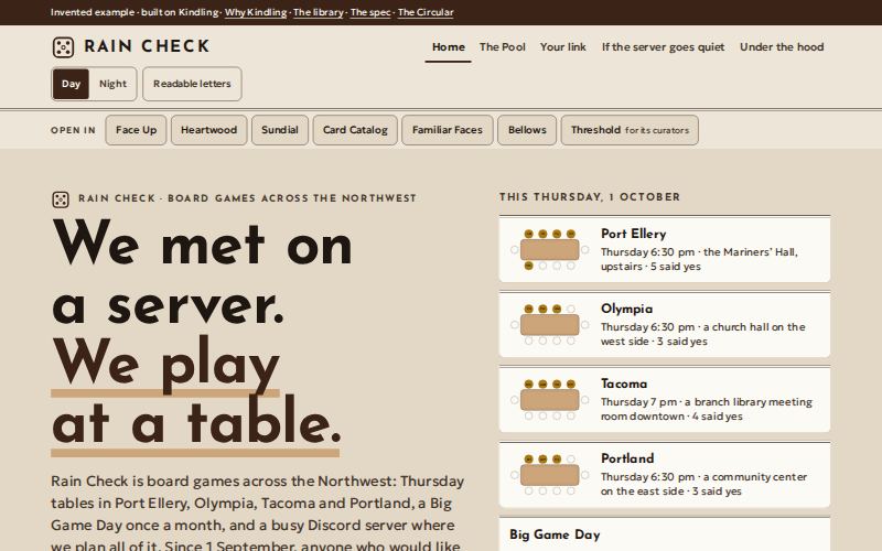 The Rain Check homepage