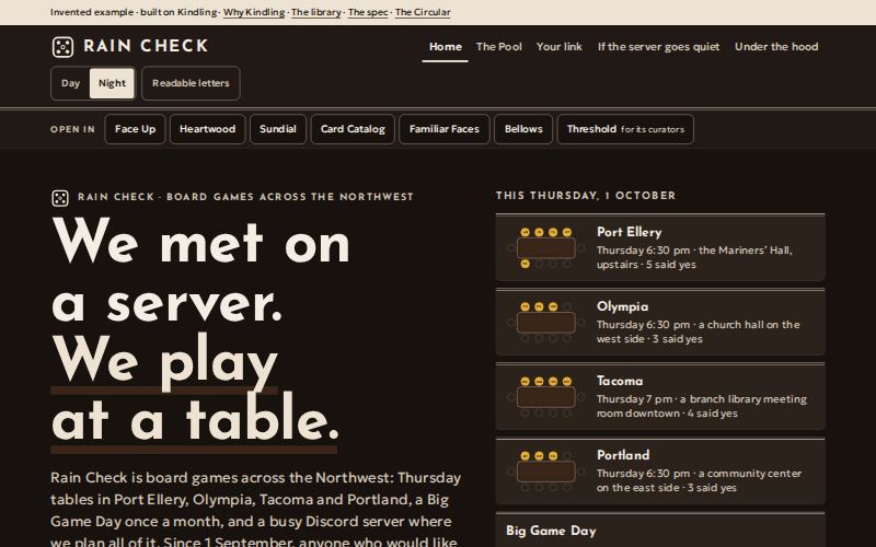 The Rain Check homepage