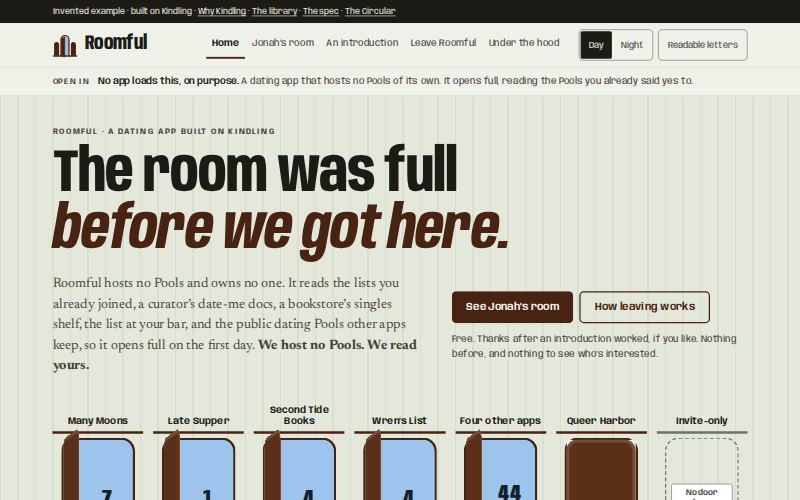 The Roomful homepage