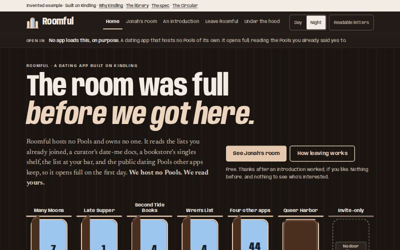 The Roomful homepage