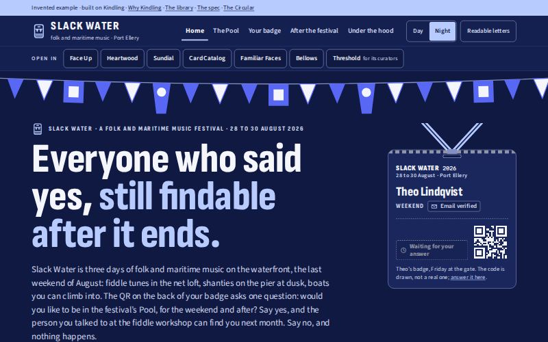 The Slack Water homepage